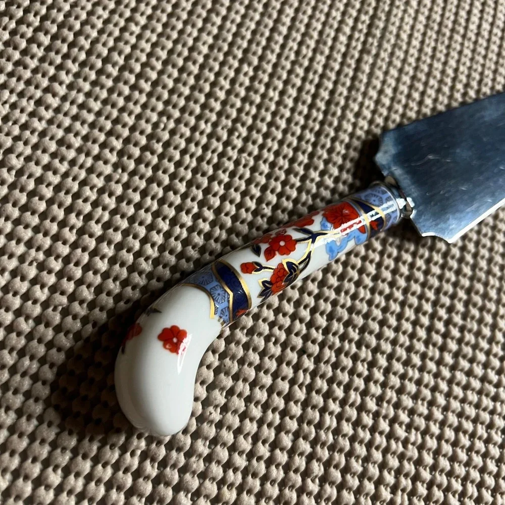 Prill‎ Sheffield England Cake Pie Server Imari Floral Porcelain Handle Stainless